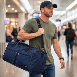 24" Duffle Bag Gym Bag - Travel Bag - Carry-On Bag - Overnight Bag - Navy Blue